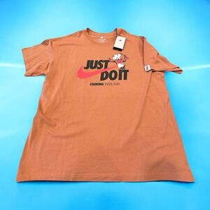 Nike Just Do It Cooking With Sole Graphic T Shirt Mens XL Orange Loose Fit Tee